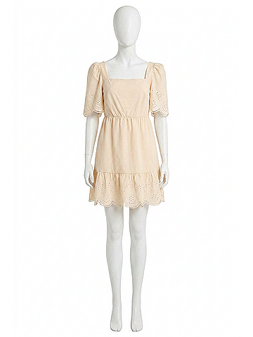 English Factory The Bess Eyelet Mini Dress in Cream (view 1)