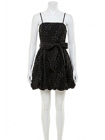 TCEC Floral Bubble Hem Mini Dress in Black (view 1)