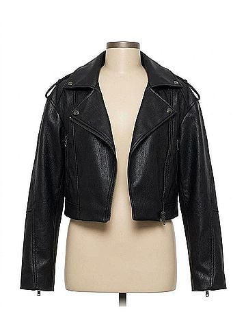 Vintage Havana Women's Leather Moto Jacket in Black (view 1)