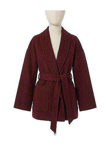 Joseph Ribkoff Belted Short Wrap Kimono Coat in Merlot (view 1)
