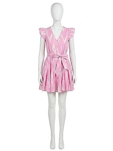 Olivaceous Aurora Ruffle Sundress in Pink (view 1)