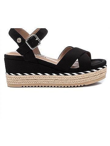 XTI Women's Suede Wedge Sandals in Black (view 1)