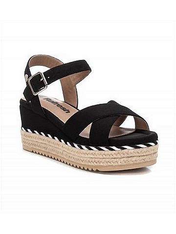 XTI Women's Suede Wedge Sandals in Black (view 2)