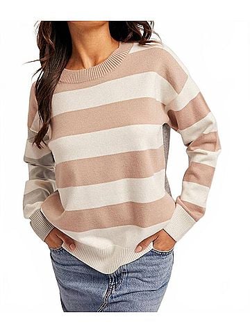 Hem & Thread Blocking Out Sweater in Taupe (view 2)