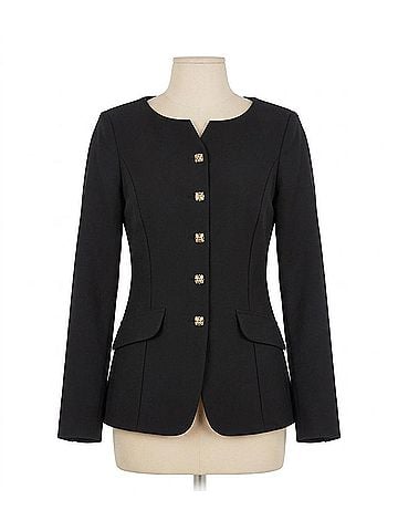 Joseph Ribkoff Fitted Long Sleeve Twill Jacket in Black (view 1)