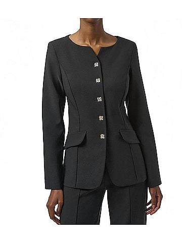 Joseph Ribkoff Fitted Long Sleeve Twill Jacket in Black (view 2)