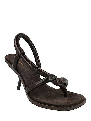 Salvatore Ferragamo Women's Fleur Leather Sandals in Dark Brown (view 2)