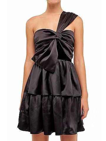 Endless Rose Blair Bow Tie Mini Dress in Black (view 2)
