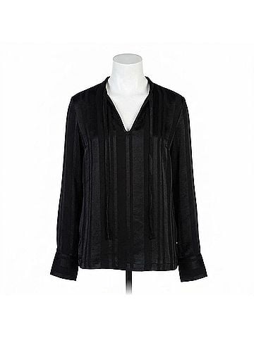 Hobie Split Neck Peasant Blouse in Black (view 1)