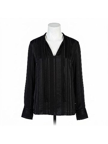 Hobie Split Neck Peasant Blouse in Black (view 1)