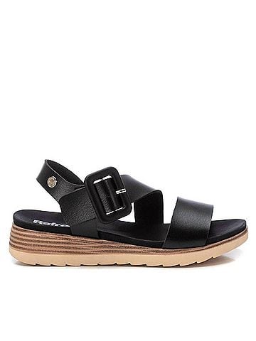 XTI Women's Cross Strap Wedge Sandals in Black (view 1)