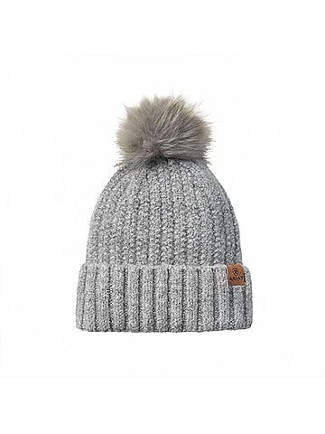 Ariat Women's Chilton Faux Fur Soft Knit Pom Beanie in Heather Grey (view 1)