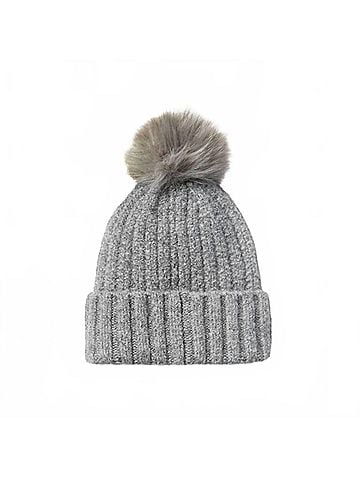Ariat Women's Chilton Faux Fur Soft Knit Pom Beanie in Heather Grey (view 2)