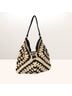 Crochet Solid Black Tan White Shoulder Bag One size - photo 4