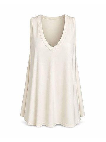 Staccato Women's V Neck Sleeveless Racerback Tank Top in White (view 1)
