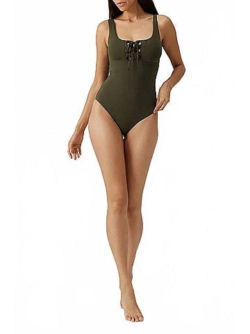 Melissa Odabash London One-Piece Swimsuit in Olive (view 2)