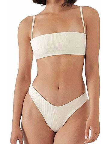 Montce Lulu Bikini Bottom in Cream Rib (view 2)