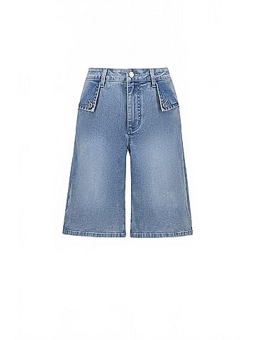 Joseph Ribkoff High Waisted Knee-Length Short in Light Wash (view 1)