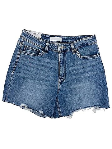 Flying Monkey Women's Handy High Rise Denim Shorts in Blue (view 1)