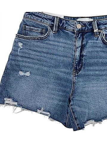 Flying Monkey Women's Rebecca High Rise Distressed Denim Shorts in Blue (view 2)