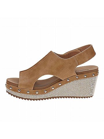 Corkys Women'S For Keeps Studded Wedge Slingback Sandals in Caramel Combo (view 2)