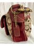 Coach Print Brown Burgundy Tan Leather Shoulder Bag One size - photo 6