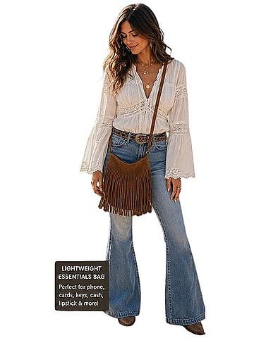 Boho Chic Fringe Mini Bag  Crossbody Bag (view 1)