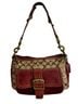 Coach Print Brown Burgundy Tan Leather Shoulder Bag One size - photo 1