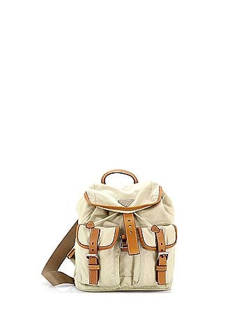 Prada Double Front Pocket Backpack Tessuto Small (view 1)