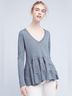 Deletta Solid Blue Long Sleeve T-Shirt Size XS - photo 5