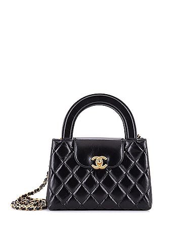 Chanel Kelly Top Handle Shopping Bag Quilted Shiny Aged Calfskin Mini (view 1)