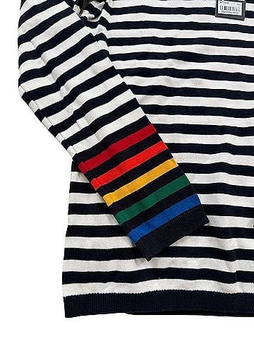 Tommy Hilfiger Stripe V-Neck Sweater with Rainbow Cuff Pullover Sweater (view 2)
