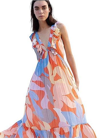 Oliphant Ruffle V-Neck Tiered Maxi Dress Casual Dress (view 1)