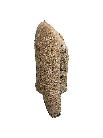 Self-Portrait Self-Portrait Braided Faux Fur Jacket in Beige Polyester (view 2)