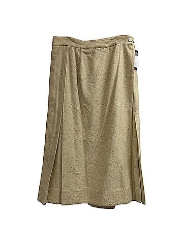 Victoria Beckham Victoria Beckham Embellished Pleated Midi Skirt in Beige Silk (view 1)