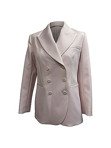 Khaite Khaite Cassie Double-Breasted Blazer in Pink Polyester (view 1)