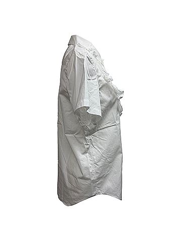 Comme des Garçons Comme des Garçons Girl Pleated Ruffled Poplin Shirt in White Cotton (view 2)