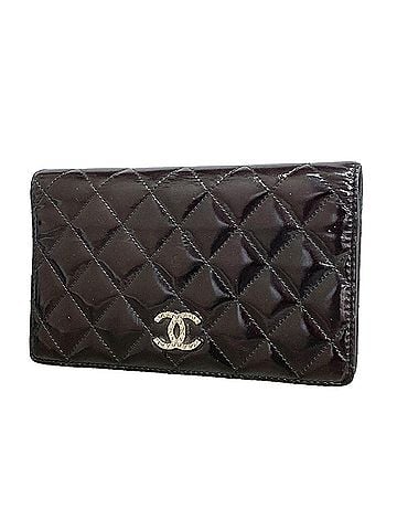 Chanel Chanel Matelassé Brilliant Patent Leather Long Wallet, Black, Women's (view 1)
