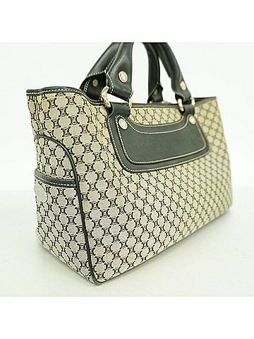 Céline Celine Boogie Bag Canvas Handbag, Black/Gray, Women's (view 2)