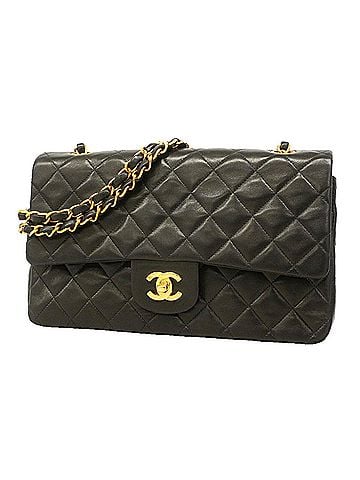 Chanel Chanel Matelassé Shoulder Bag, Double Flap, Chain, Lambskin, Black, Women's (view 1)