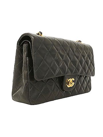 Chanel Chanel Matelassé Shoulder Bag, Double Flap, Chain, Lambskin, Black, Women's (view 2)