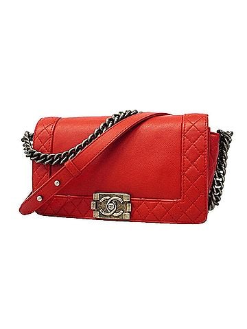 Chanel Chanel Boy Chain Shoulder Bag, Leather, Red, Women's (view 1)