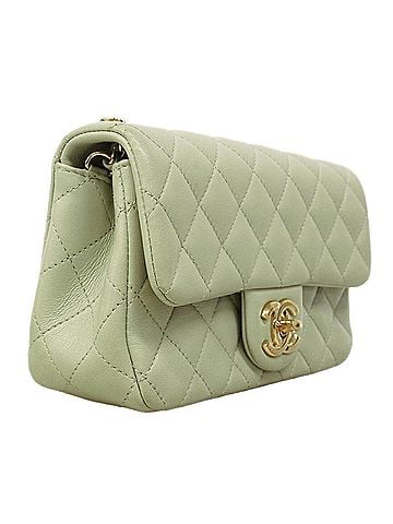 Chanel Chanel Mini Matelassé Chain Shoulder Bag, Lambskin, Green Champagne, Women's (view 2)