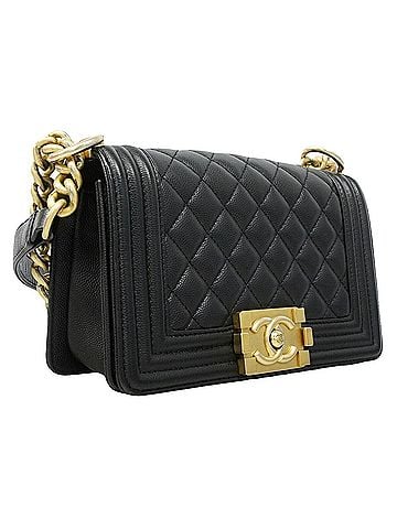 Chanel Chanel Boy Chain Shoulder Bag, Caviar Leather, Black, Women's (view 2)