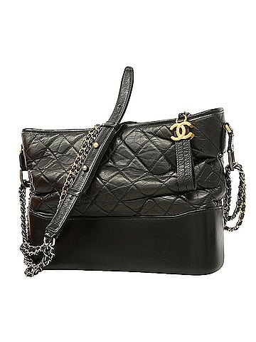 Chanel Chanel Shoulder Bag, Chain Gabrielle, Leather, Black Gold, Women's (view 1)
