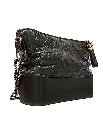 Chanel Chanel Shoulder Bag, Chain Gabrielle, Leather, Black Gold, Women's (view 2)