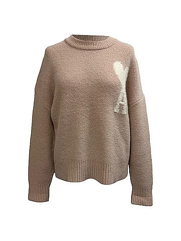 AMI AMI Paris Cloudy Ami de Cœur Sweater in Pink Wool (view 1)