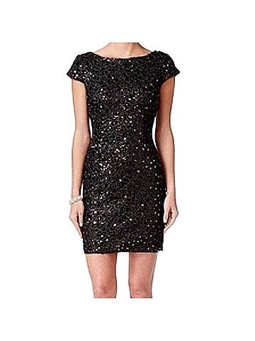 Adrianna Papell Sequin Lace Shift Dress Cocktail Dress (view 1)