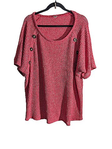 Avenue Avenue Open Knit Coral Sweater Top Size 22/24 Plus Short Sleeve Blouse (view 1)