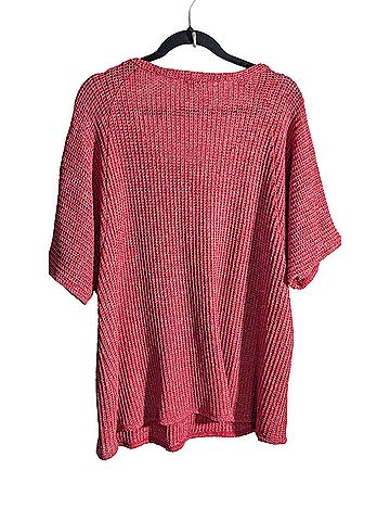 Avenue Avenue Open Knit Coral Sweater Top Size 22/24 Plus Short Sleeve Blouse (view 2)